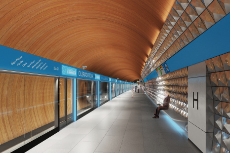 2016 - stanice Olbrachtova - nástupiště - varianta obkladu strukturální sklo a corten