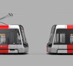 Exteriér tramvaje. Vizualizace: Škoda Group.