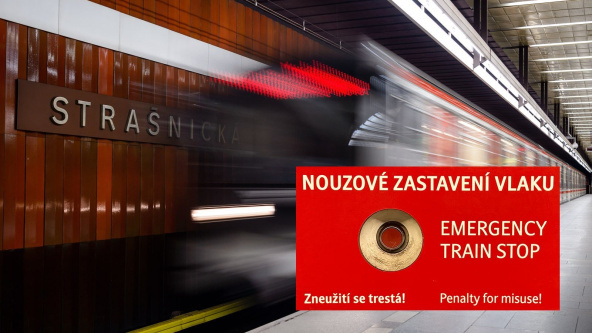 Emergency stop of the metro train