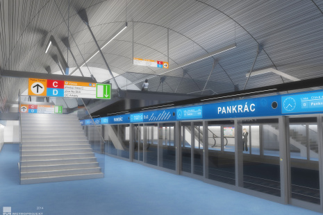 2014 - stanice Pankrác - lávka nad nástupištěm