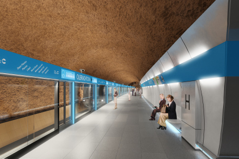 2016 - stanice Olbrachtova - nástupiště - varianta obkladu hladké sklo a stříkaný beton