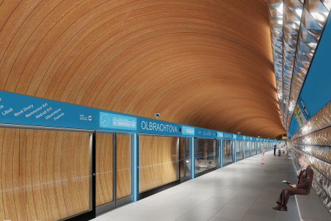 2016 - stanice Olbrachtova - nástupiště - varianta obkladu strukturální sklo a corten