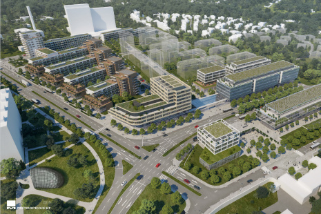 2019 - stanice Nemocnice Krč - nadhled na možnou výstavbu v okolí stanice - developerský záměr Nová Krč