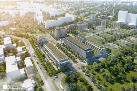 2019 - stanice Nemocnice Krč - nadhled na možnou výstavbu v okolí stanice - developerský záměr Nová Krč
