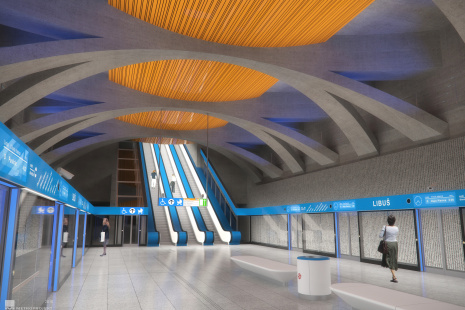2016 - stanice Libuš - pohled z nástupiště k eskalátorům - varianta