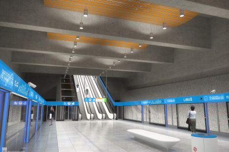 2016 - stanice Libuš - pohled z nástupiště k eskalátorům