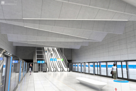 2018 - stanice Libuš - pohled z nástupiště k eskalátorům