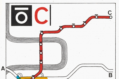 diagram trasy s přestupy, cca 1971