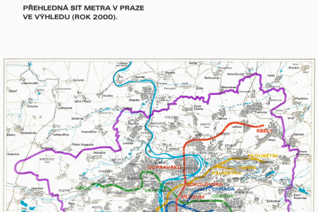 výhledové schéma metra z roku 1974