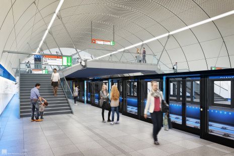 2019 - stanice Pankrác - lávka nad nástupištěm