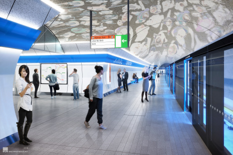 2019 - stanice Olbrachtova - nástupiště s výtvarným návrhem