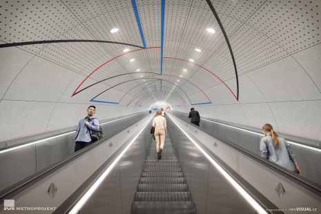 2022 - stanice Nové Dvory - eskalátorový tunel jižní