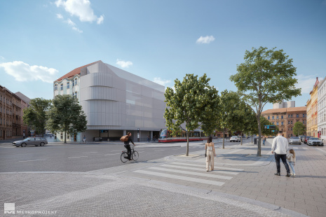 2026_ulice Otakarova s&nbsp;plánovanou dostavbou bloku