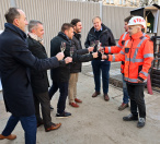 Slavnost požehnání a&nbsp;umístění sošky sv. Barbory ke&nbsp;stavební jámě. FOTO: DPP – Václav Holič