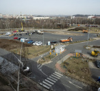 Pohled na staveniště budoucí tramvajové smyčky Depo Hostivař.