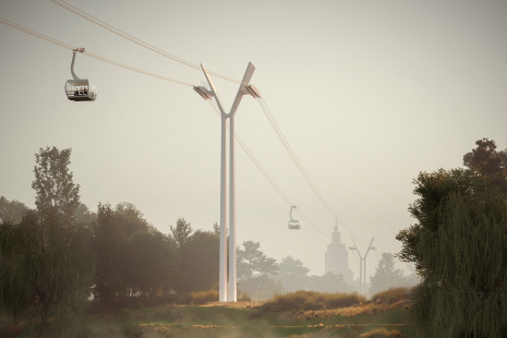 Visualisation of the Podbaba – Troja – Bohnice cable car.