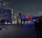 Vizualizace vítězného návrhu Petr Stolín Architekt - noční atmosféra před vstupem stanice | Zdroj: Petr Stolín Architekt