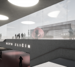 Vizualizace vítězného návrhu Petr Stolín Architekt - průhled na střechu stanice z hlavní schodiště | Zdroj: Petr Stolín Architekt
