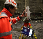 Používání moderních geodetických technologií laser skenner pří výstavbě stanice Olbrachtova. FOTO: STRABAG.