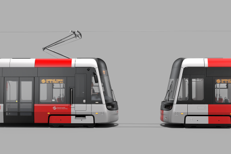 Exteriér tramvaje. Vizualizace: Škoda Group.