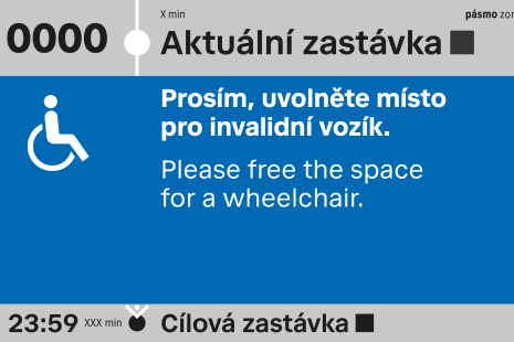 Náhled LCD obrazovky – místo pro invalidní vozík